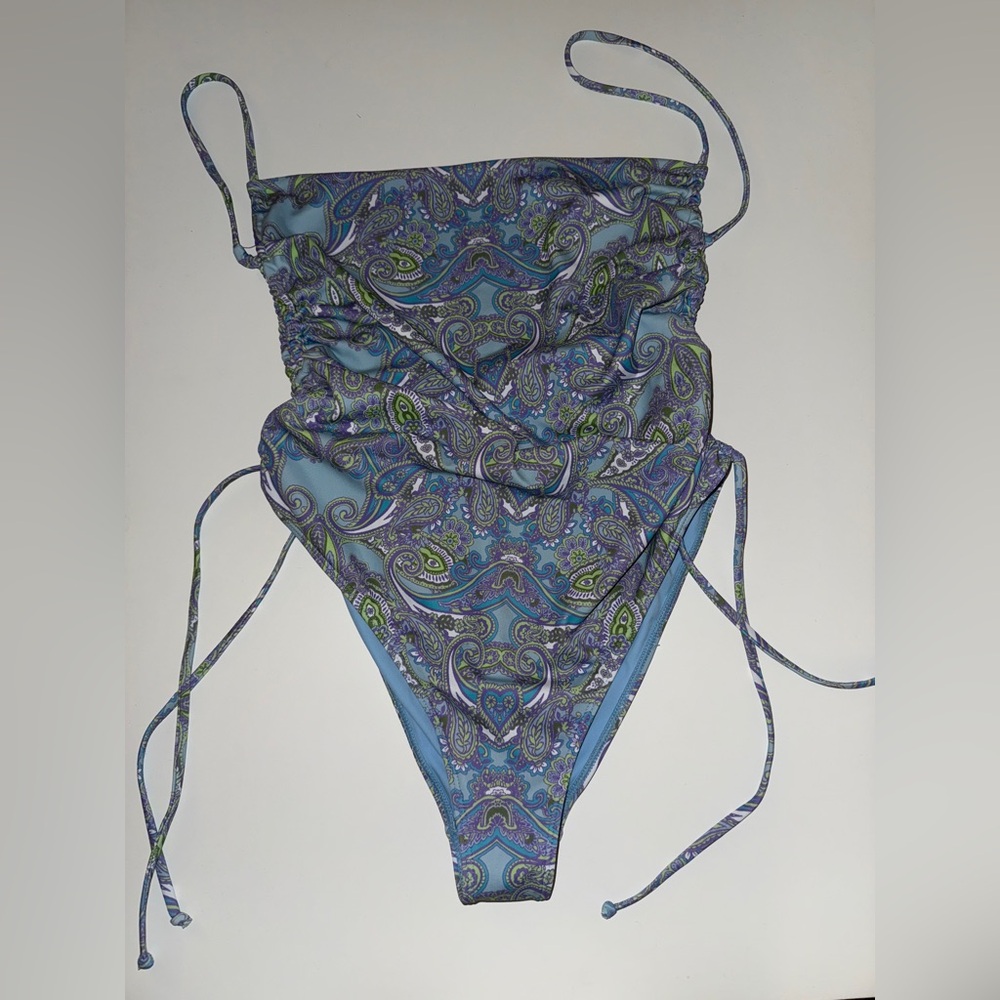 PacSun Blue Paisley One Piece Swimsuit
